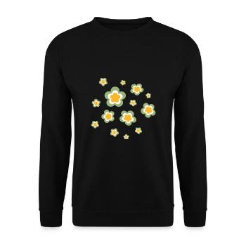 70s Flower Pattern Retro Hippie Flowers Power - Unisex Sweatshirt - black - Front - Alina (178cm) & Michal (187cm)