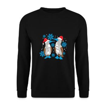 Blaufußtölpel Weihnachten - Unisex Pullover - Schwarz - Vorne - Alina (178cm) & Michal (187cm)