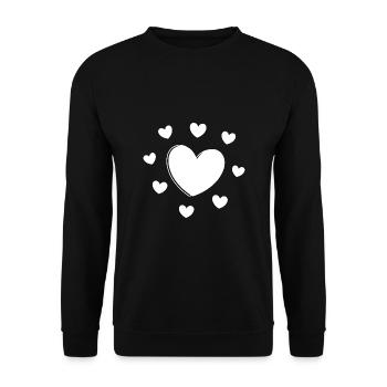 white heart white gift valentine's day - Unisex Sweatshirt - black - Front - Alina (178cm) & Michal (187cm)