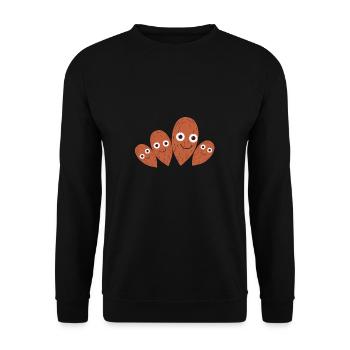 Noix,Noix,Noix,Famille,Famille,Amandes - Sweat-shirt Unisexe - noir - Devant - Alina (178cm) & Michal (187cm)
