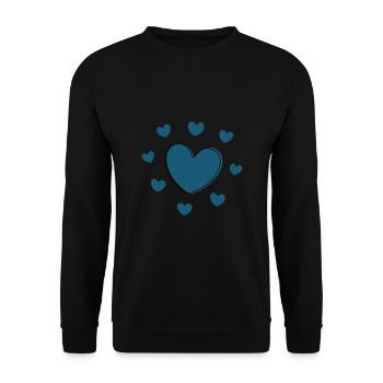 Coeur bleu Saint-Valentin - Sweat-shirt Unisexe - noir - Devant - Alina (178cm) & Michal (187cm)