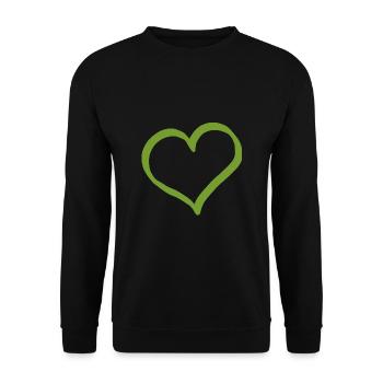 green heart green hearts couples gift - Unisex Sweatshirt - black - Front - Alina (178cm) & Michal (187cm)