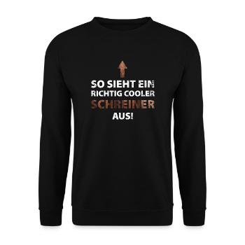 So sieht ein richtig cooler Schreiner aus - Unisex Pullover - Schwarz - Vorne - Alina (178cm) & Michal (187cm)