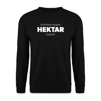 Hektar Eigentum Landwirtschaft - Spruch - Unisex Pullover - Schwarz - Vorne - Alina (178cm) & Michal (187cm)