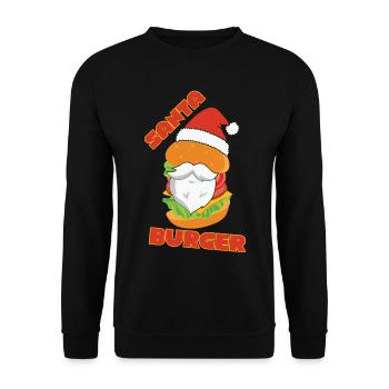 Santa burger christmas fast food - Unisex Pullover - Schwarz - Vorne - Alina (178cm) & Michal (187cm)
