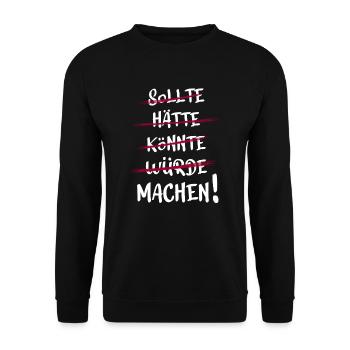 Für Macher Macherin Machen! - Unisex Pullover - Schwarz - Vorne - Alina (178cm) & Michal (187cm)