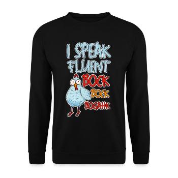 I Speak Fluent Bock Bock Bogahk 4 - Unisex Pullover - Schwarz - Vorne - Alina (178cm) & Michal (187cm)