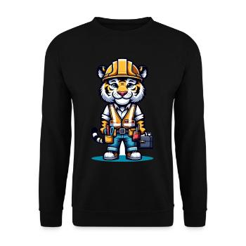 Mignon tigre ouvrier de la construction - Sweat-shirt Unisexe - noir - Devant - Alina (178cm) & Michal (187cm)