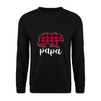 Papa Bear - Unisex Pullover - Schwarz - Vorne - Alina (178cm) & Michal (187cm)