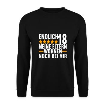18 Geburtstag 18 Jahre - Unisex Pullover - Schwarz - Vorne - Alina (178cm) & Michal (187cm)