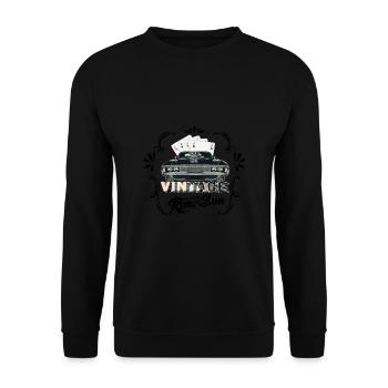 Vintage Muscle Car - Unisex Pullover - Schwarz - Vorne - Alina (178cm) & Michal (187cm)