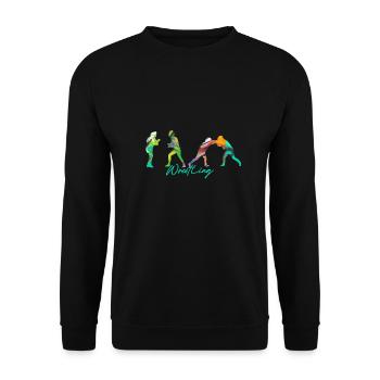 wrestling,sport,wrestler,graffiti,bunt - Unisex Pullover - Schwarz - Vorne - Alina (178cm) & Michal (187cm)