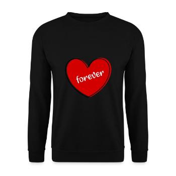 rotes Herz rot Geschenk Valentinstag - Unisex Pullover - Schwarz - Vorne - Alina (178cm) & Michal (187cm)