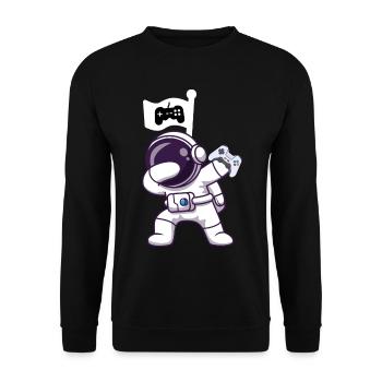 Gaming Shirt Dabbing Astronaut with Controller - Unisex Sweatshirt - black - Front - Alina (178cm) & Michal (187cm)