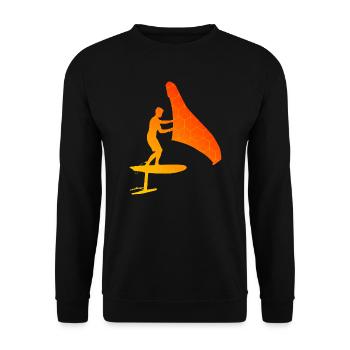 foilwing men wingsurf hydrofoil wingfoil - Unisex Sweatshirt - black - Front - Alina (178cm) & Michal (187cm)