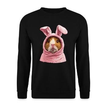 Cochon d’Inde en costume de lapin de Pâques - Sweat-shirt Unisexe - noir - Devant - Alina (178cm) & Michal (187cm)