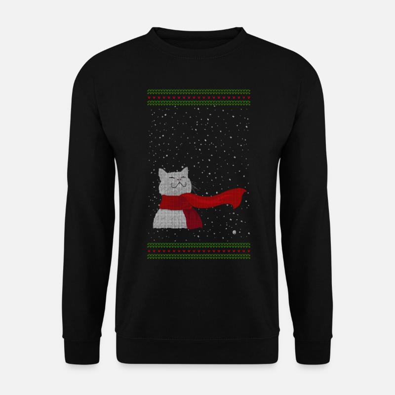 Strickkätzchen (weiß) - Unisex Pullover - Schwarz