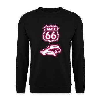 Route Muscle Car in Neon - Unisex Sweatshirt - black - Front - Alina (178cm) & Michal (187cm)