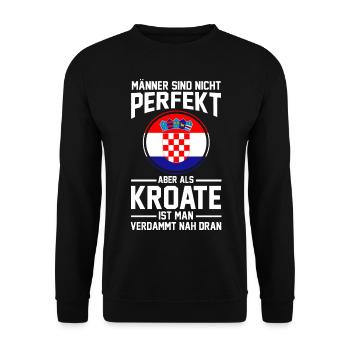 Kroatischer Mann Kroate Kroatin Kroaten Kroatien - Unisex Pullover - Schwarz - Vorne - Alina (178cm) & Michal (187cm)