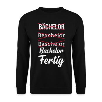Bachelorabschluss Bachelorparty Bachelor Bachelort - Unisex Pullover - Schwarz - Vorne - Alina (178cm) & Michal (187cm)
