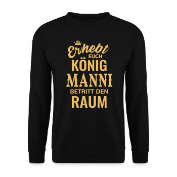 Name Manni Manfred König Majestät Geschenk lustig - Unisex Pullover - Schwarz - Vorne - Alina (178cm) & Michal (187cm)