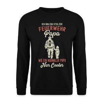 Feuerwehr Papa Wie Ein Normaler Papa Nur Cooler - Unisex Pullover - Schwarz - Vorne - Alina (178cm) & Michal (187cm)