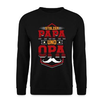 Stolzer Papa Opa - Unisex Pullover - Schwarz - Vorne - Alina (178cm) & Michal (187cm)