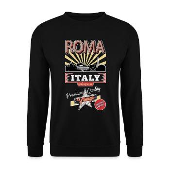 Rome Roma Italie City Skyline Vintage Rétro - Sweat-shirt Unisexe - noir - Devant - Alina (178cm) & Michal (187cm)
