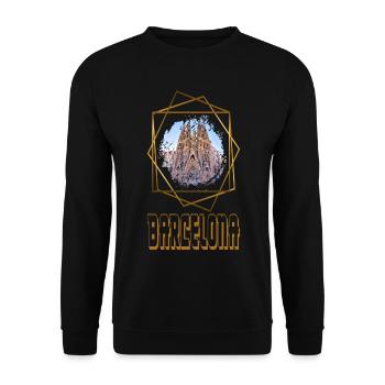 Barcelona Spanien Stadt Skyline Heimat Liebe Gold - Unisex Pullover - Schwarz - Vorne - Alina (178cm) & Michal (187cm)