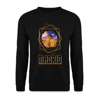 Madrid Spain City Skyline Home Love Gold - Unisex Sweatshirt - black - Front - Alina (178cm) & Michal (187cm)