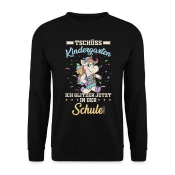 Einschulung erster Schultag Schulanfang - Unisex Pullover - Schwarz - Vorne - Alina (178cm) & Michal (187cm)