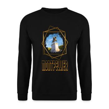 Montpellier France City Skyline Love Gold - Sweat-shirt Unisexe - noir - Devant - Alina (178cm) & Michal (187cm)