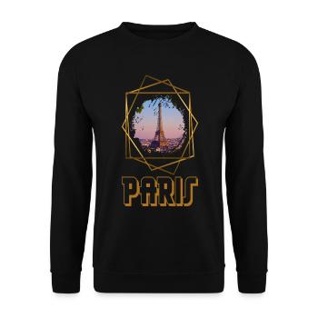 Paris France City Skyline Eiffel Tower Gold - Unisex Sweatshirt - black - Front - Alina (178cm) & Michal (187cm)
