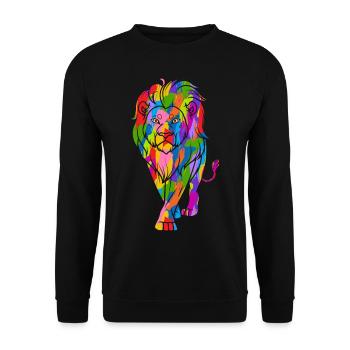 Lion Colorful Vintage Rainbow Retro Lion - Unisex Sweatshirt - black - Front - Alina (178cm) & Michal (187cm)