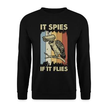 Vintage Spy Monitoring Guard Spy Bird - Unisex Sweatshirt - black - Front - Alina (178cm) & Michal (187cm)