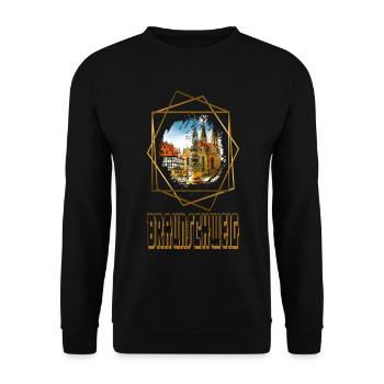 Braunschweig Deutschland Stadt Skyline Liebe Gold - Unisex Pullover - Schwarz - Vorne - Alina (178cm) & Michal (187cm)