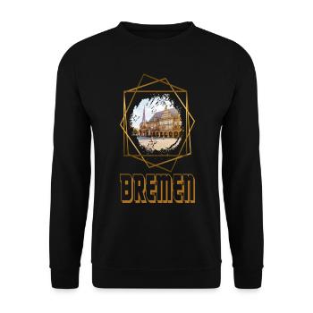 Bremen Deutschland Stadt Skyline Gold Heimat - Unisex Pullover - Schwarz - Vorne - Alina (178cm) & Michal (187cm)