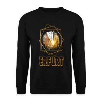 Erfurt Deutschland Stadt Skyline Gold Heimat - Unisex Pullover - Schwarz - Vorne - Alina (178cm) & Michal (187cm)