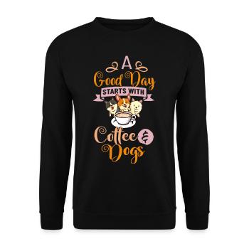 Cafetière Chien Machine Puppy Cup Grains - Sweat-shirt Unisexe - noir - Devant - Alina (178cm) & Michal (187cm)