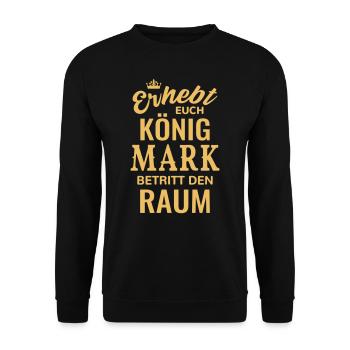 Name Mark Geschenk Geburtstag lustig König Krone - Unisex Pullover - Schwarz - Vorne - Alina (178cm) & Michal (187cm)