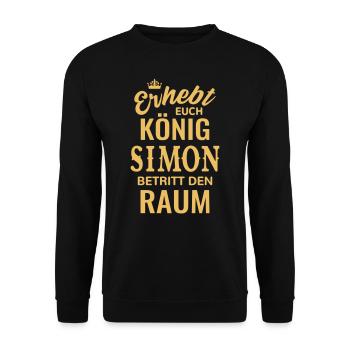 Name Simon Geschenk Geburtstag lustig König - Unisex Pullover - Schwarz - Vorne - Alina (178cm) & Michal (187cm)