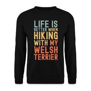 Welsh-Terrier Chien de randonnée rétro - Sweat-shirt Unisexe - noir - Devant - Alina (178cm) & Michal (187cm)