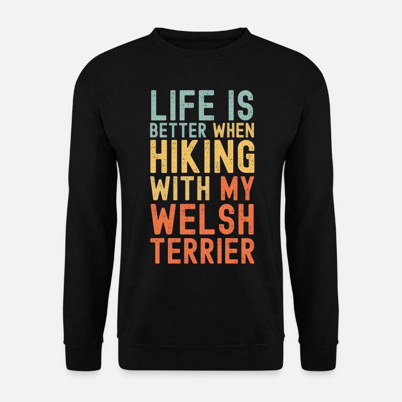 Welsh-Terrier Wanderhund retro - Unisex Pullover - Schwarz