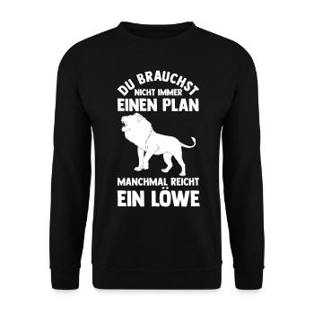 Löwe Löwen - Unisex Pullover - Schwarz - Vorne - Alina (178cm) & Michal (187cm)