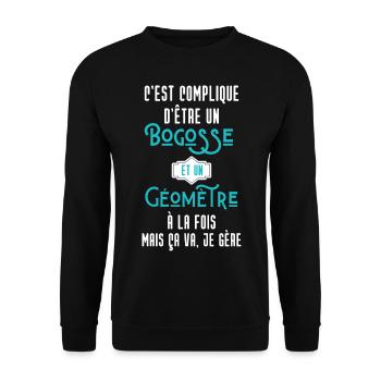 C'est compliqué d'être Bogosse et Géomètre - Sweat-shirt Unisexe - noir - Devant - Alina (178cm) & Michal (187cm)