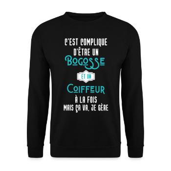 C'est compliqué d'être Bogosse et Coiffeur - Sweat-shirt Unisexe - noir - Devant - Alina (178cm) & Michal (187cm)
