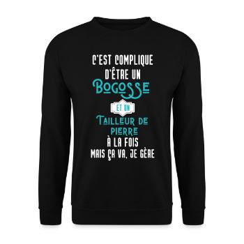 C'est compliqué d'être Bogosse Tailleur de pierre - Sweat-shirt Unisexe - noir - Devant - Alina (178cm) & Michal (187cm)