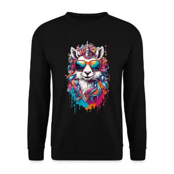 Einhorn süß cool niedlich Pony - Unisex Pullover - Schwarz - Vorne - Alina (178cm) & Michal (187cm)