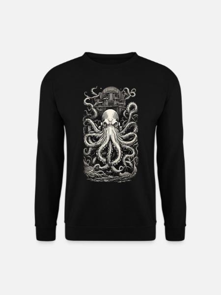 Vintage Octopus Japanese Tattoo Art Design - Unisex Sweatshirt - black