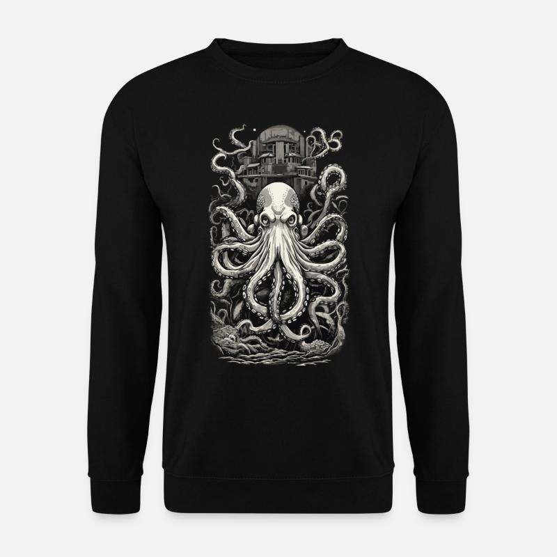 Vintage Octopus Japanese Tattoo Art Design - Unisex Sweatshirt - black